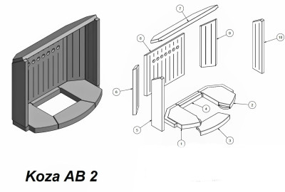 KRATKI obklad topeniště KOZA AB2