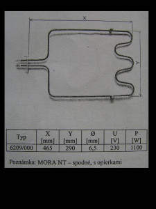 Topné těleso MORA spodní s opěrkami