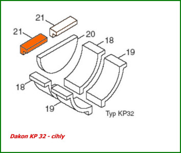 DAKON Náhradní díl 87399303940, Kostka malá L=225 KP32, 38