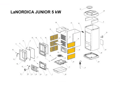 NORDICA Litinová vyzdívka boční, pro kamna JUNIOR a SUPER JUNIOR, ND 1130039