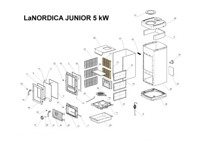 NORDICA Litinová vyzdívka zadní, pro kamna JUNIOR a SUPER JUNIOR; ND 1130040