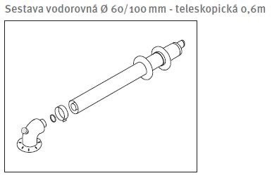 Odkouření PROTHERM Sestava vodorovná Ø 60/100mm, teleskopická, 0,6 m 