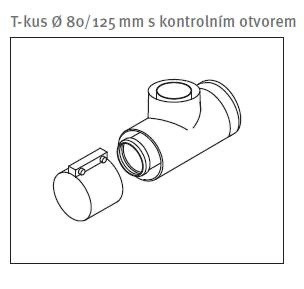 Odkouření PROTHERM T-kus Ø 80/125 mm s kontrolním otvorem 