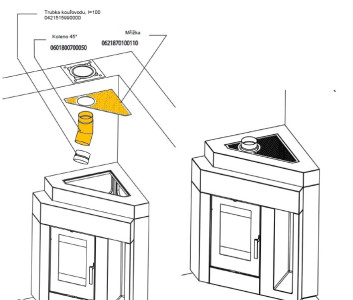 HAAS+SOHN SET připojení vrchního vývodu kouřovodu Pinus II, rohový